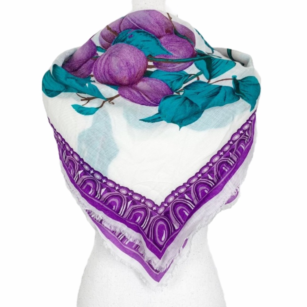 Purple Grapes Vine Square Shawl Scarf